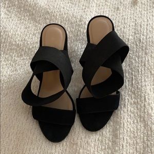 black Aldo wrap heels